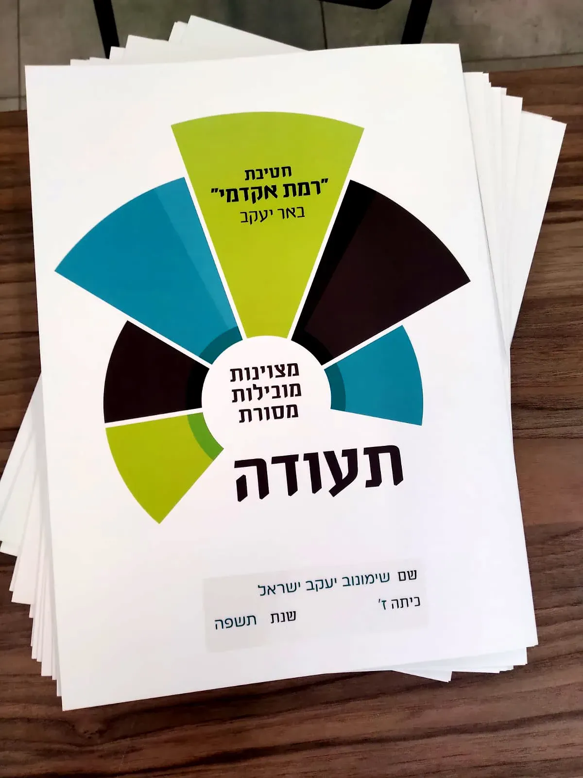ערימת תעודות מצטיינים של רמת אקדמי